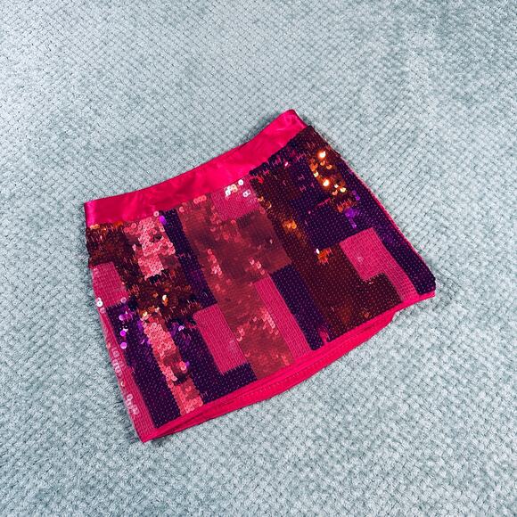 vintage retro y2k hot pink/purple low rise ultra micro mini sequin mini ibiza 6 - Picture 1 of 6